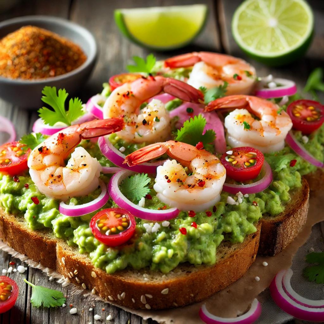 Chile Margarita Avocado Toast with Shrimp